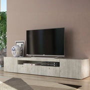 Mobile da soggiorno Porta Amore, Made in Italy, Supporto per Amore da salotto a 3 ante e ripiani, cm 200x40h37, Cemento
