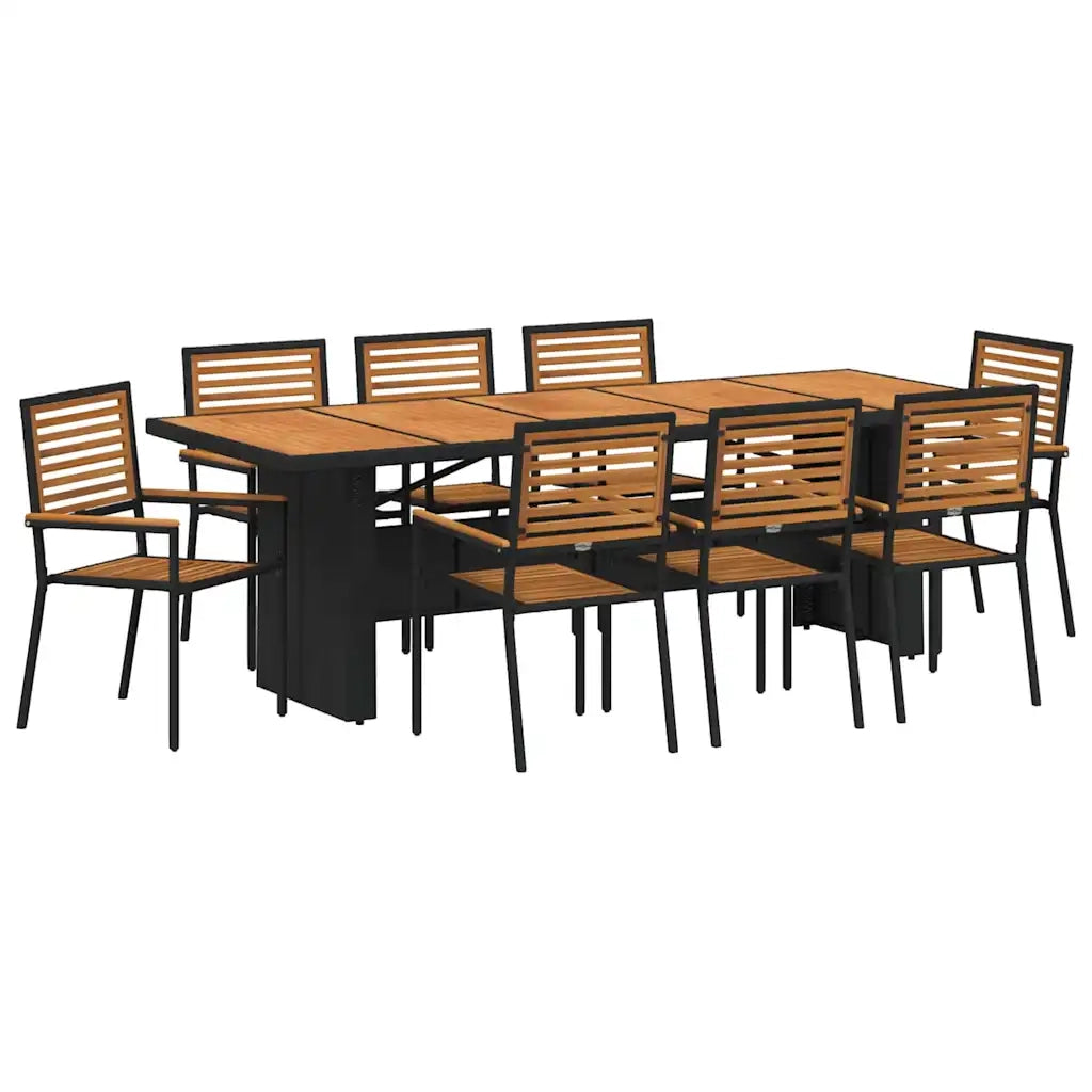 Set da Pranzo per Giardino 9 pcs Nero e Marrone polyrattan 3365446