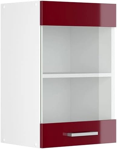 Pensile universale R-Line, Calcestruzzo, 80 cm con ante in vetro, per la conservazione di oggetti domestici e di uso quotidiano