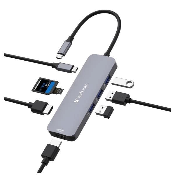 Verbatim cmh-08 usb tipo-c 5000 mbit/s argento - 32151