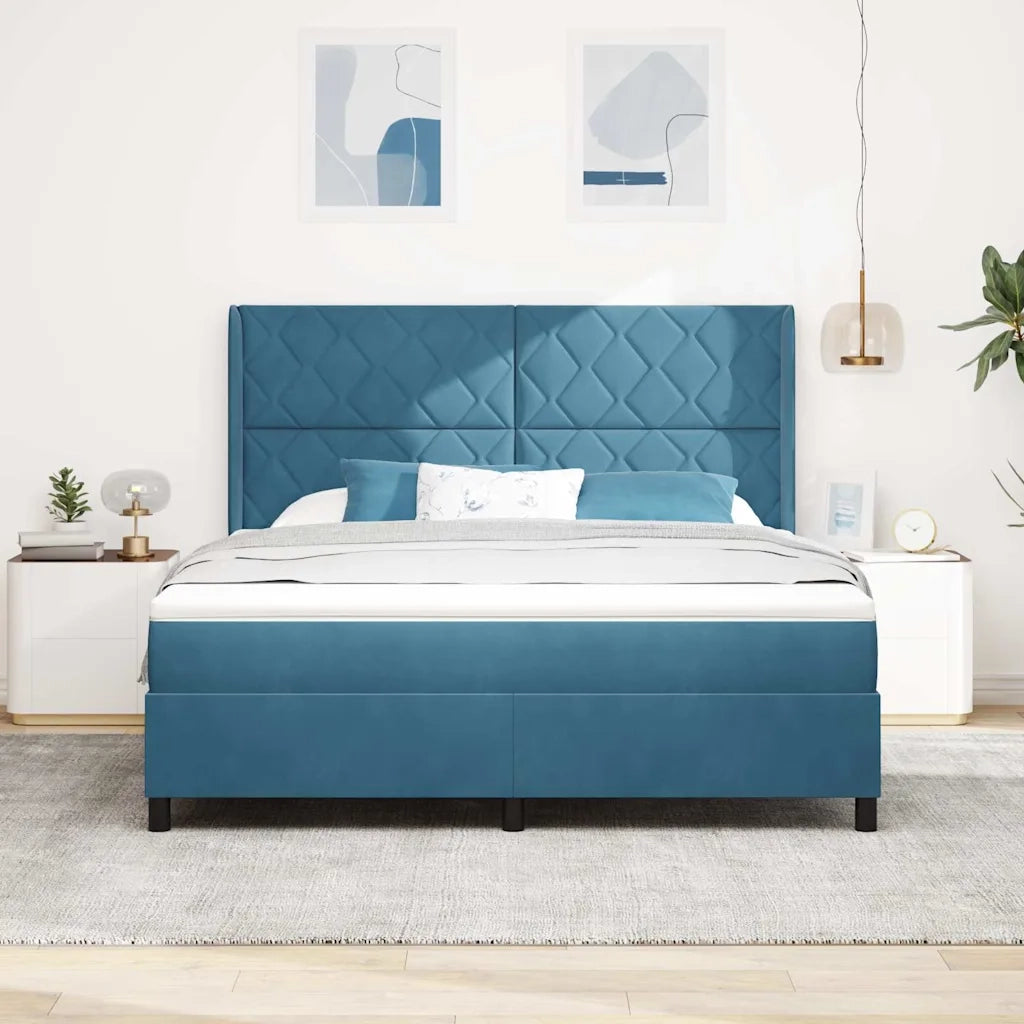 Letto a molle con strisce LED Blu 180 x 200 cm Velluto 3343938