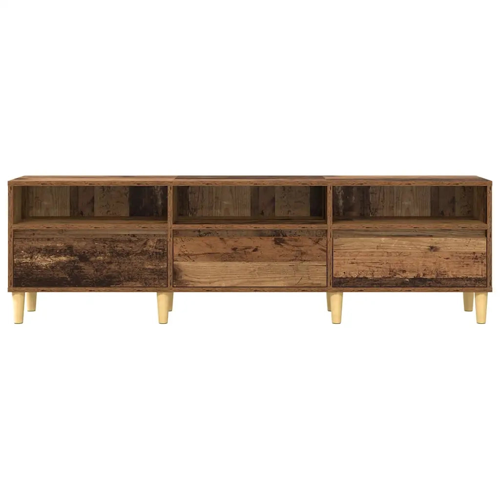 Mobile porta TV rettangolare rustico con pratici ripiani 150 x 30 x 45 cm legno composito finitura legno anticato 02_0052479