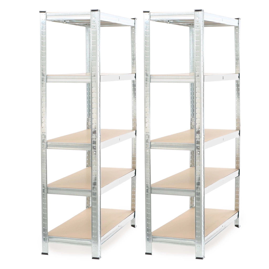 Set 2x scaffali a incastro per carichi pesanti 180x90x45cm Max 875kg l’uno Acciaio 5 ripiani