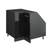 Mobile sottotetto Mobile angolare Rion Nero lucido/Antracite 75.6 x 83.8 cm con 1 porta, carcassa dell’armadio profondità 60 cm Vicco
