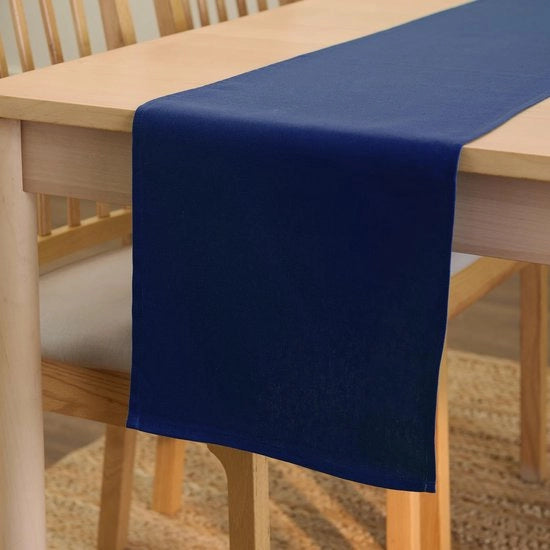 Tela da parete a strisce, misura 32x150 cm | Tela di cotone | Colore uniforme blu scuro | Lavabile e duraturo