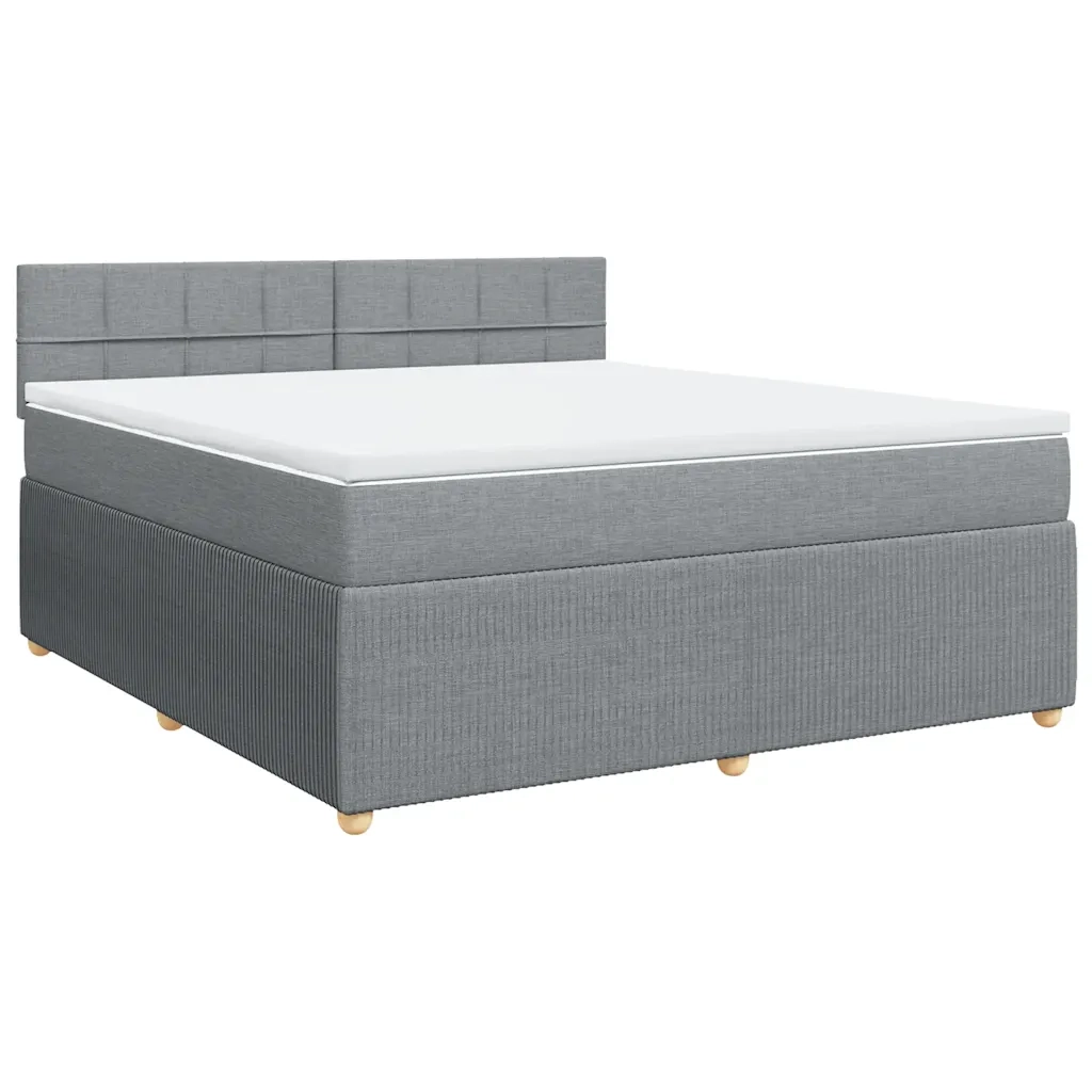 Giroletto a Molle con Materasso Grigio Chiaro180x200 cm Tessuto