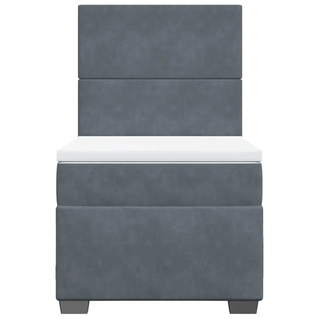 Giroletto a Molle con Materasso Grigio Scuro 100x200 cm Velluto