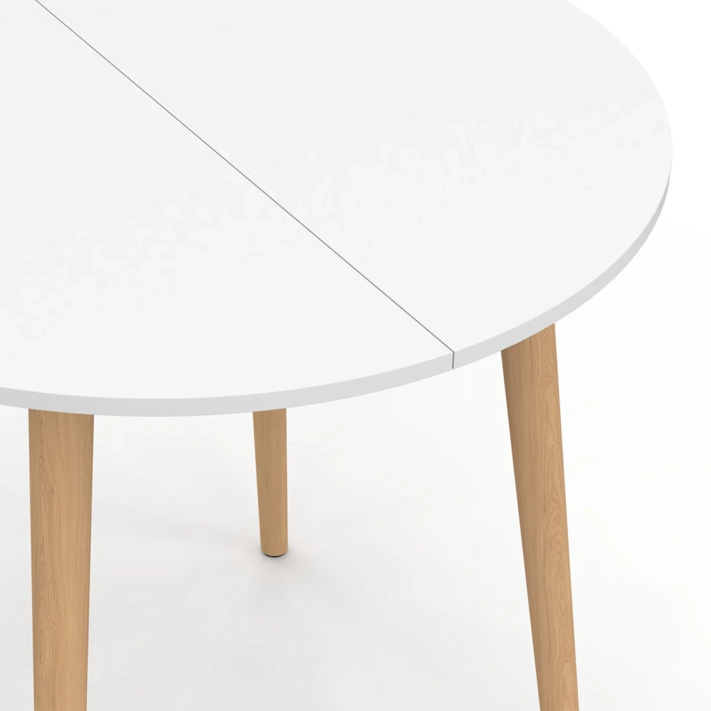 IDMarket - ANGELA Tavolo da pranzo rotondo per 4 persone gambe in legno bianco 80 cm