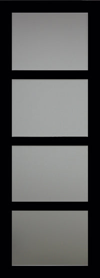 Porta scorrevole in vetro Telia nera H204 x L83 + binario in alluminio nero e 2 gusci neri