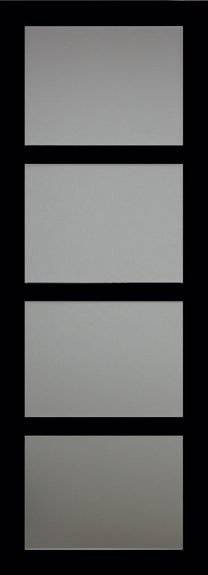 Porta scorrevole Telia nera H204 x L83 con binario in alluminio bianco + 2 gusci installati