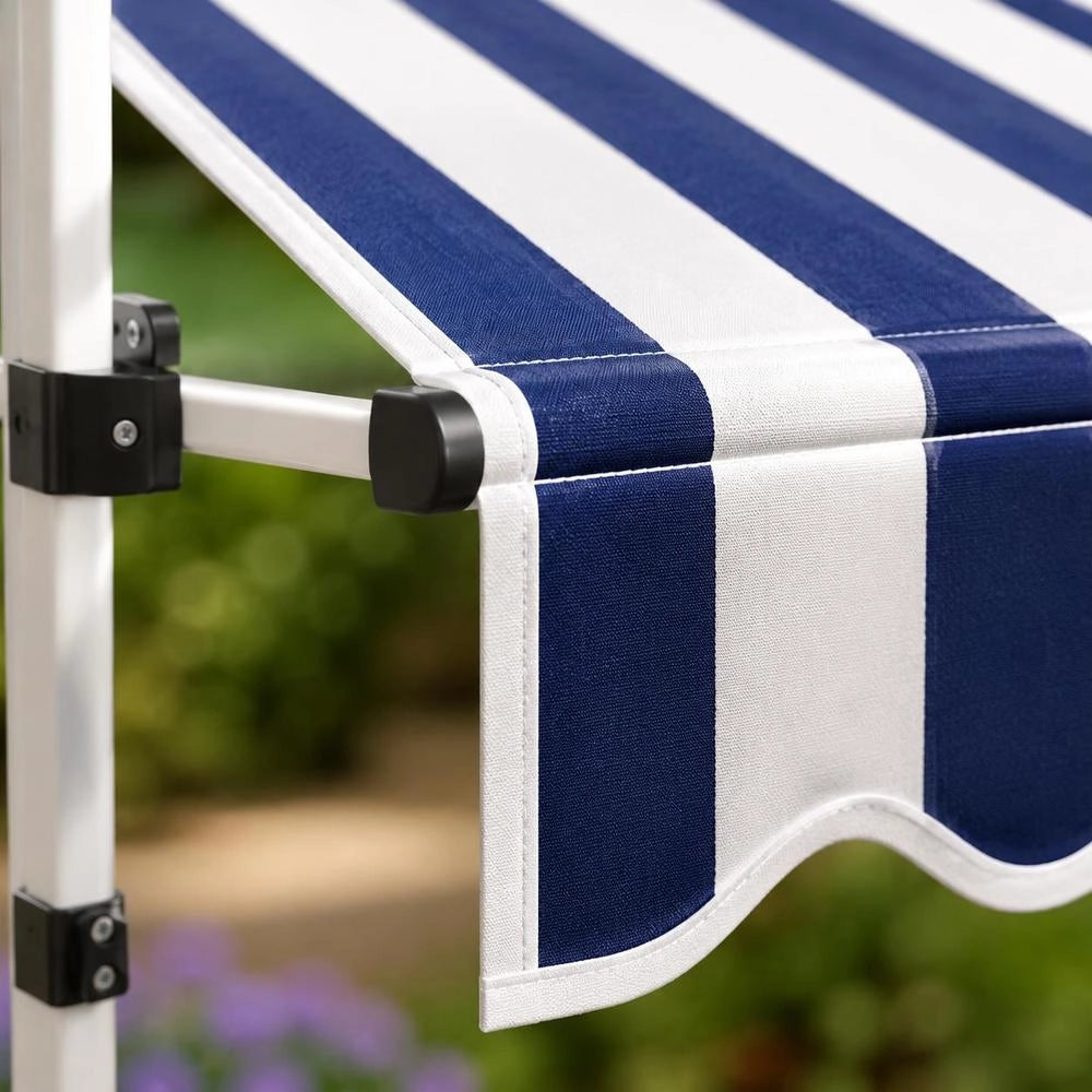 Retractable Awning, Manually Operated, 250 Cm, Blue/white Striped