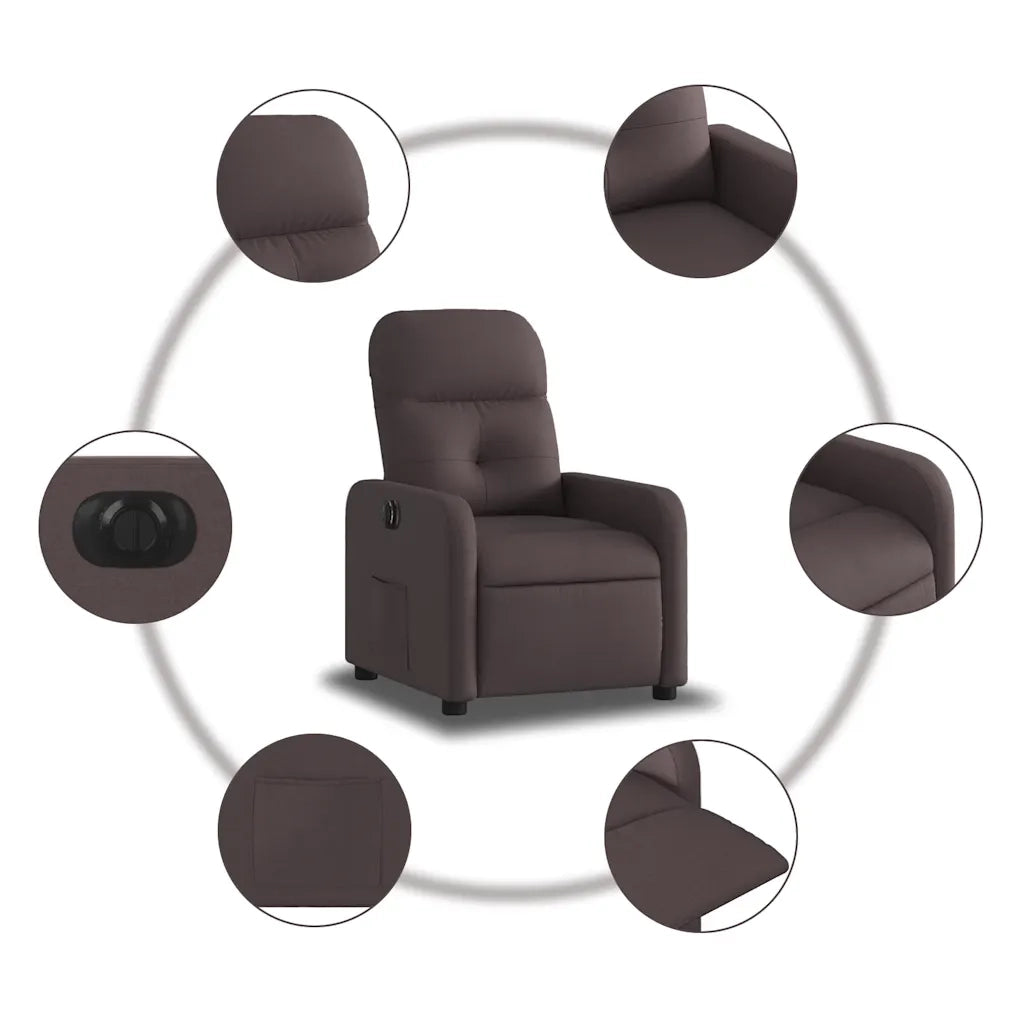 Poltrona Elettrica Reclinabile Marrone Scuro in Tessuto 3206782