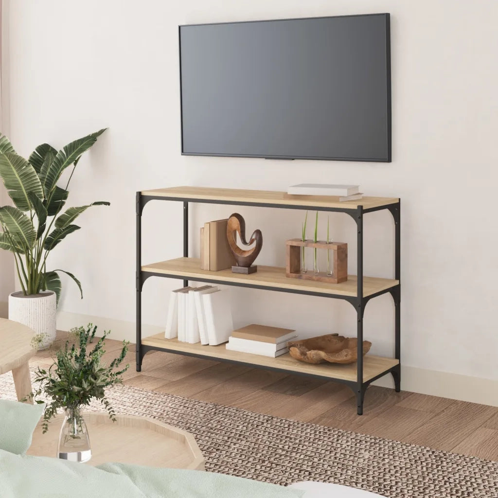Libreria-Scaffale per Libri-Mobile di Stoccaggio Rovere Sonoma 100x33x70,5cm Legno Multistrato Acciaio