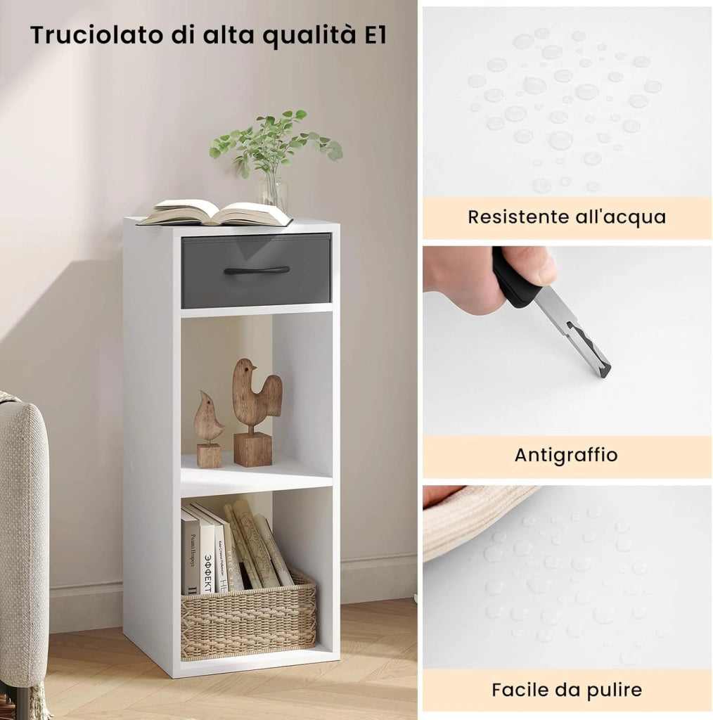 Libreria da Terra, Unità di Stoccaggio a Cubo a 3 Livelli con Cassetto, Unità di Scaffale in Piedi Scaffale a Cubo Aperto, per Studio, Camera da Letto e Soggiorno, Rovere chiaro, SK055hei