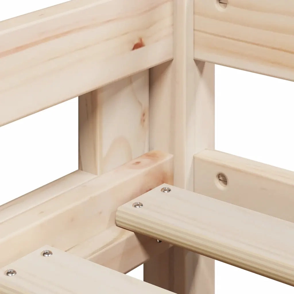 Letto a Soppalco con Tetto 75x190 cm in Legno Massello di Pino 3282019