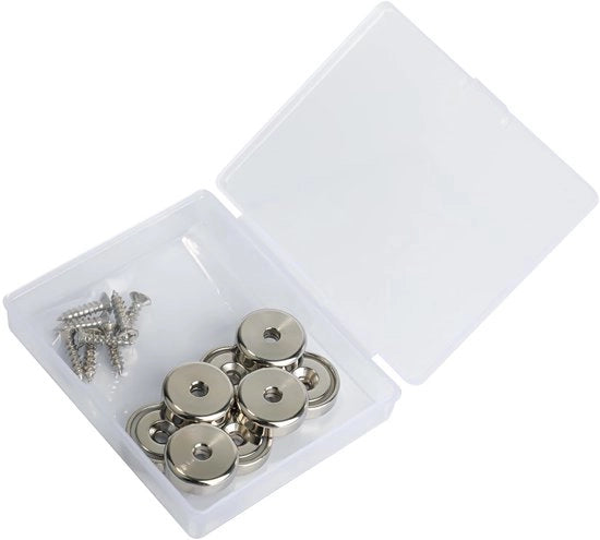 Pacchetto con 8 magneti, forza di attrazione extra potente 10 kg, magneti a foro, testa inculata, magneti a forma di cilindro con viti per cucina, bagno, ufficio, scuola (20 x 7 mm)