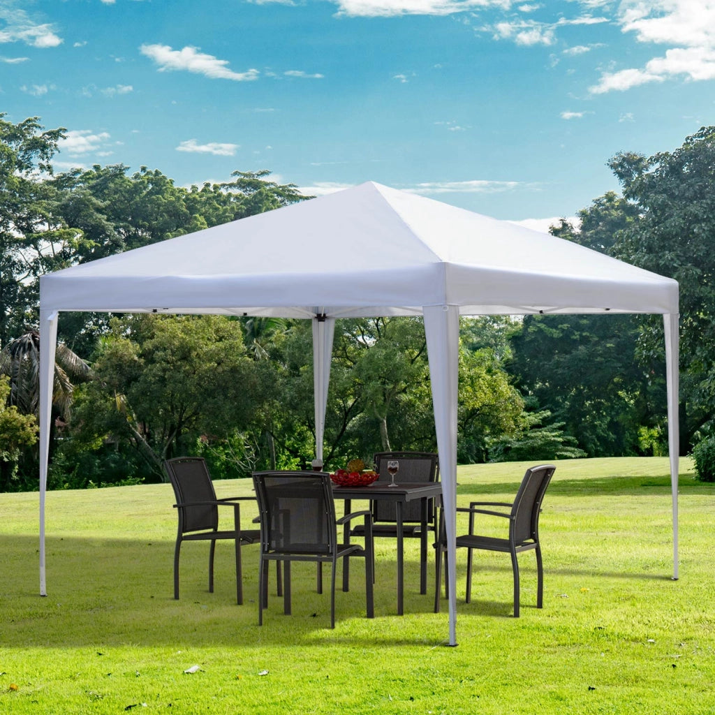 Gazebo Giardino Pieghevole 3x3m ¨C zephmum ¨C Oxford Bianco Acciaio