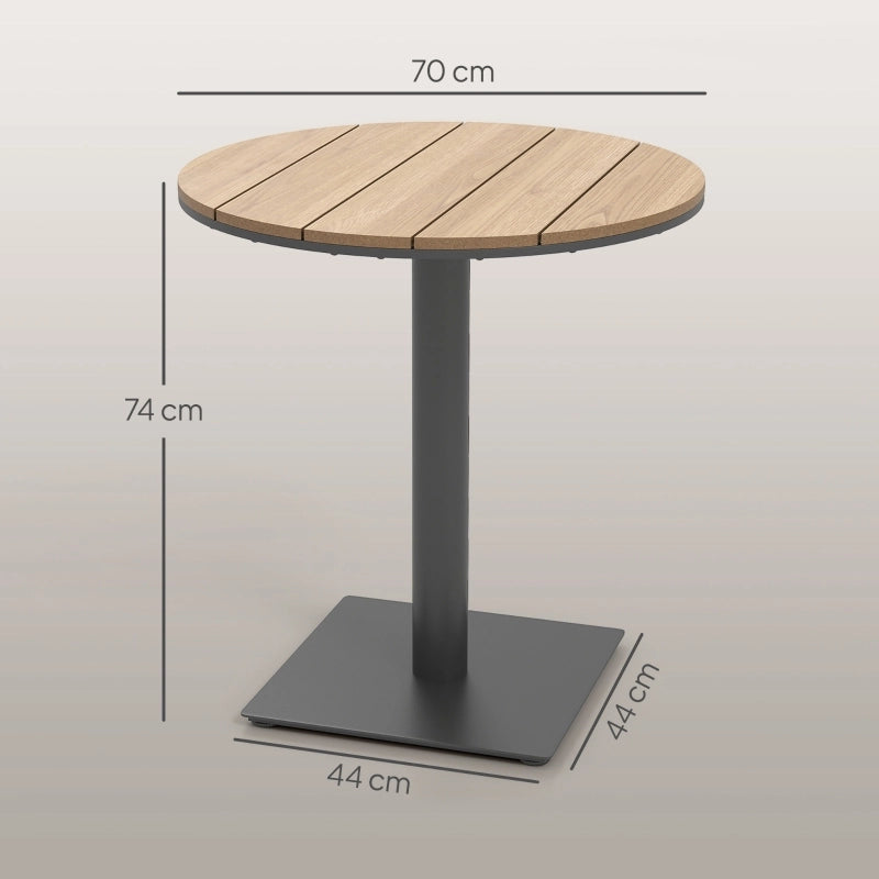 Tavolo da giardino ?70 cm; tavolo balcone rotondo impermeabile con design a listelle; acciaio ?70 x 74H in legno naturale
