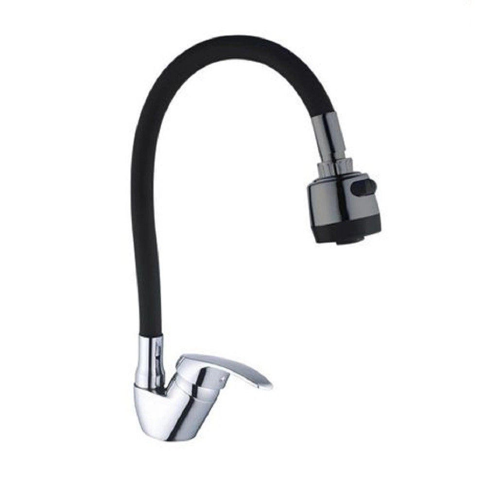 Trade Shop - Miscelatore Lavello Colore Nero Cromato Lavandino Doccetta Flessibile Girevole -