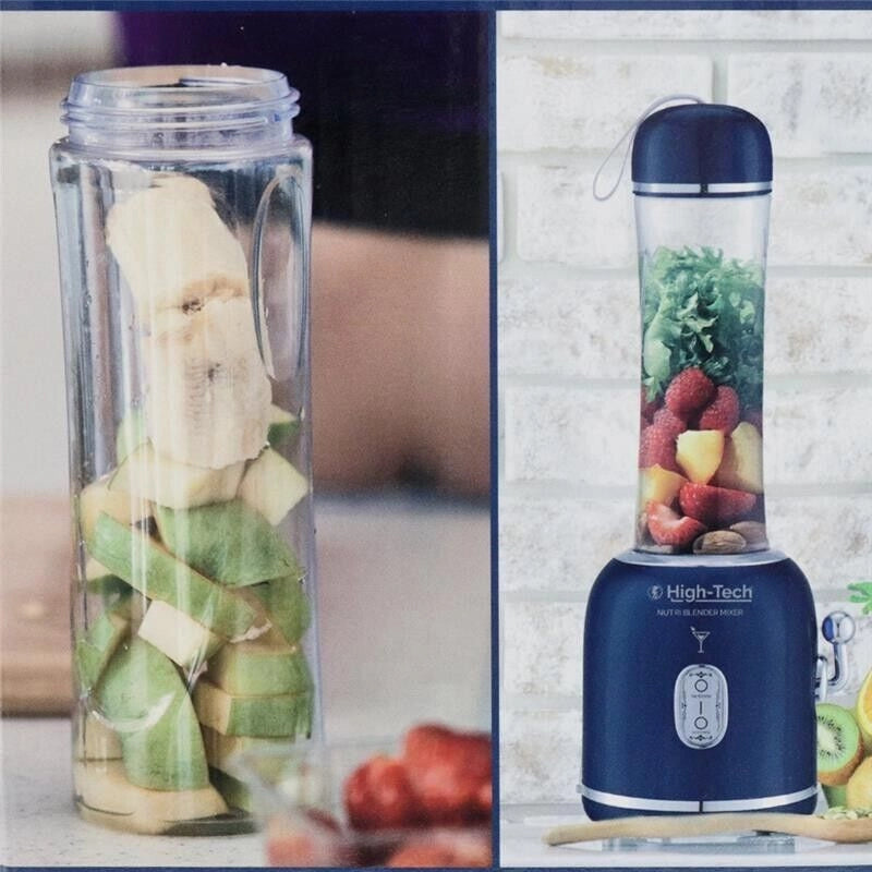 HIGH-TECH FRULLATORE DA 300 W CON CAPIENZA 600ML CON MINI BULLET SPORTIVO BLU