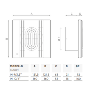O.erre aspiratore assiale da parete con timer 10/4t per condotti diametro 100 mm