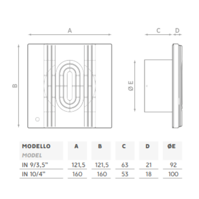 O.erre aspiratore assiale da parete con timer 10/4t per condotti diametro 100 mm