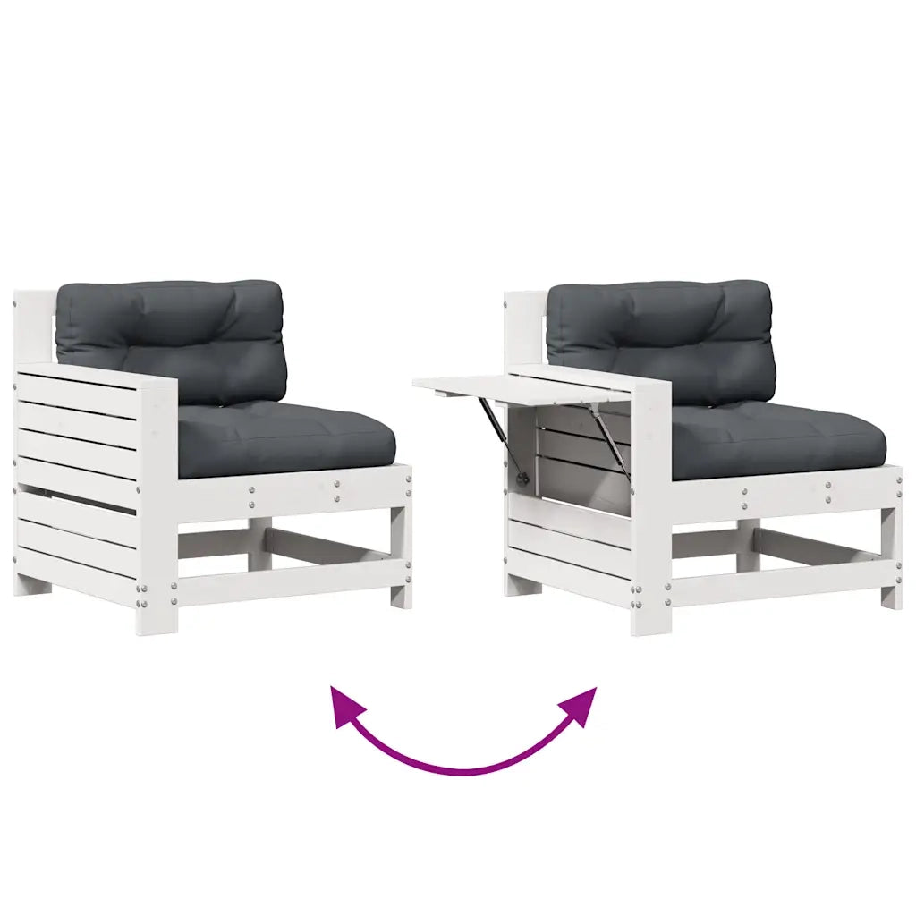 vidaXL Set Salotto Giardino 4pz con Cuscini Bianco Legno Massello Pino
