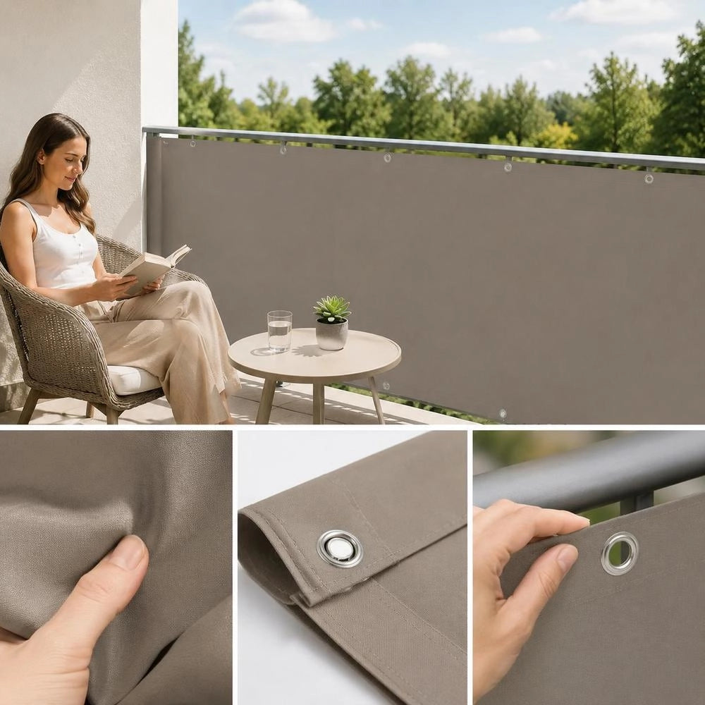Balcony Privacy Screen, Taupe, 75x400 Cm, Oxford Fabric