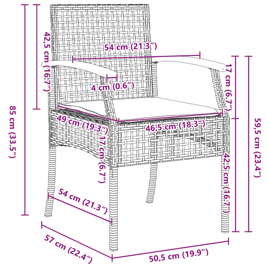 Set da Pranzo per Giardino da 5 Pezzi con Cuscini Rattan PE Beige