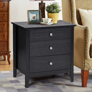 Comodino con 3 Cassetti, Comodino Moderno con 3 Cassetti, Tavolino di Legno, Con Ampio Spazio per Casa, Ufficio, Salone, Camera da letto, 60 x 45 x 66 cm (Nero)