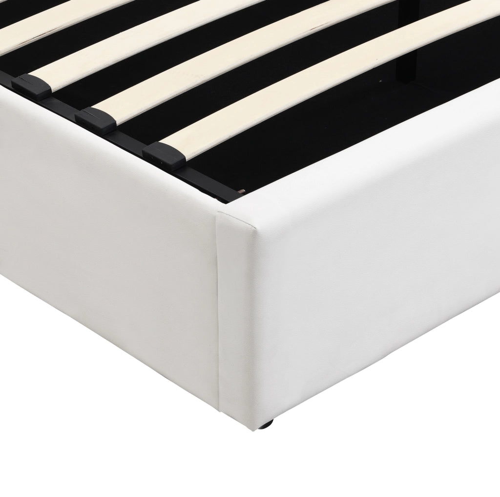 Letto matrimoniale 160x200 cm imbottito con LED; USB ricaricabile; contenitore e testiera regolabile; bianco