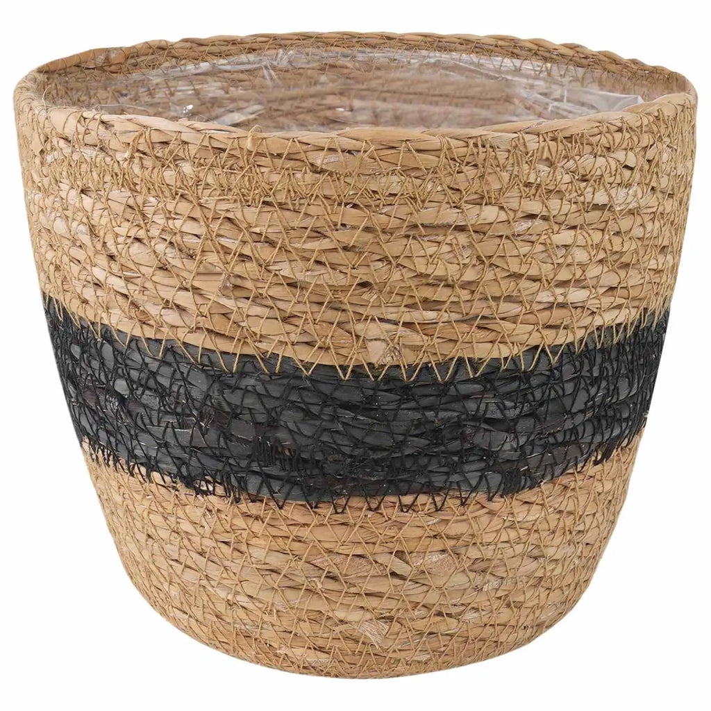 Cesti per piante in erba marina 3 pcs Naturale e Nero