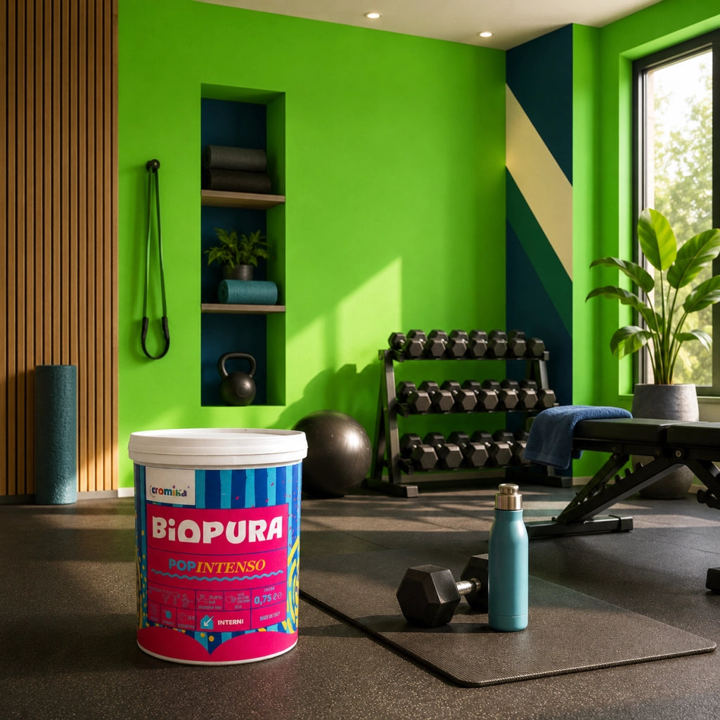 Popintenso palestra e decori interni pittura murale lavabile e coprente cromika *** formato 0,750 lt, colore- verde f...