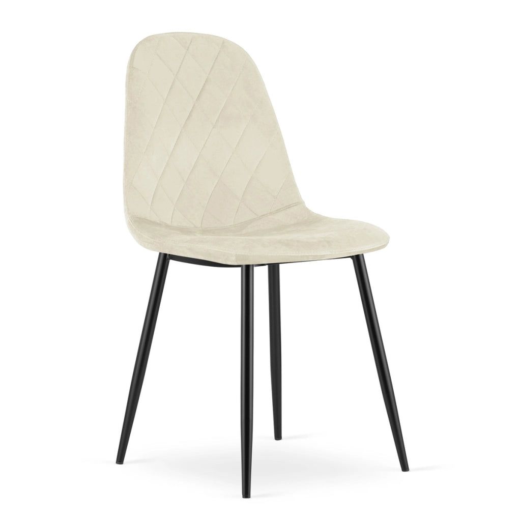 Set di 2 sedie Asti in velluto beige e metallo nero