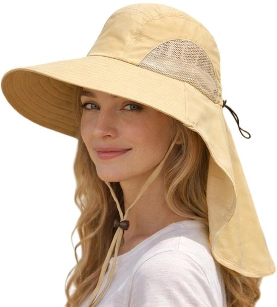 Cappello da Sole per Donne - Larga Altezza - Ripiegabile - Respirante - Leggero - Protezione UV - Comfortevole Supporto di Trasporto - Bruciature da Sole