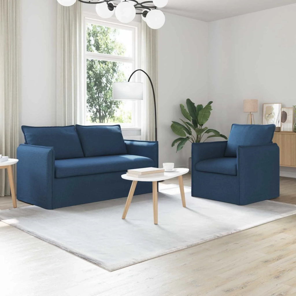 Set di divani 2 pcs Blu 156 x 82 x 85 cm Tessuto