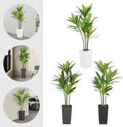 Pianta Artificiale Dracaena 152cm Nero/Bianco/Grigio, Foglie Colorate, Decorazione Interna e Esterna