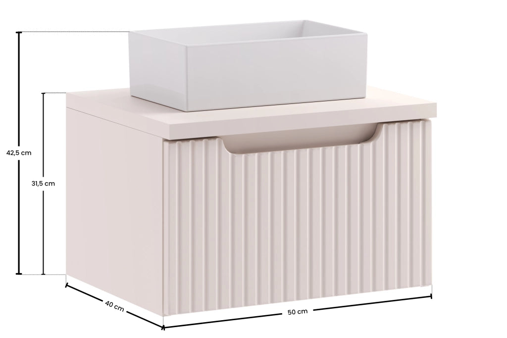 Set mobili bagno 50 cm con piano e lavabo da appoggio Gaja Nova Cashmere 50 cm