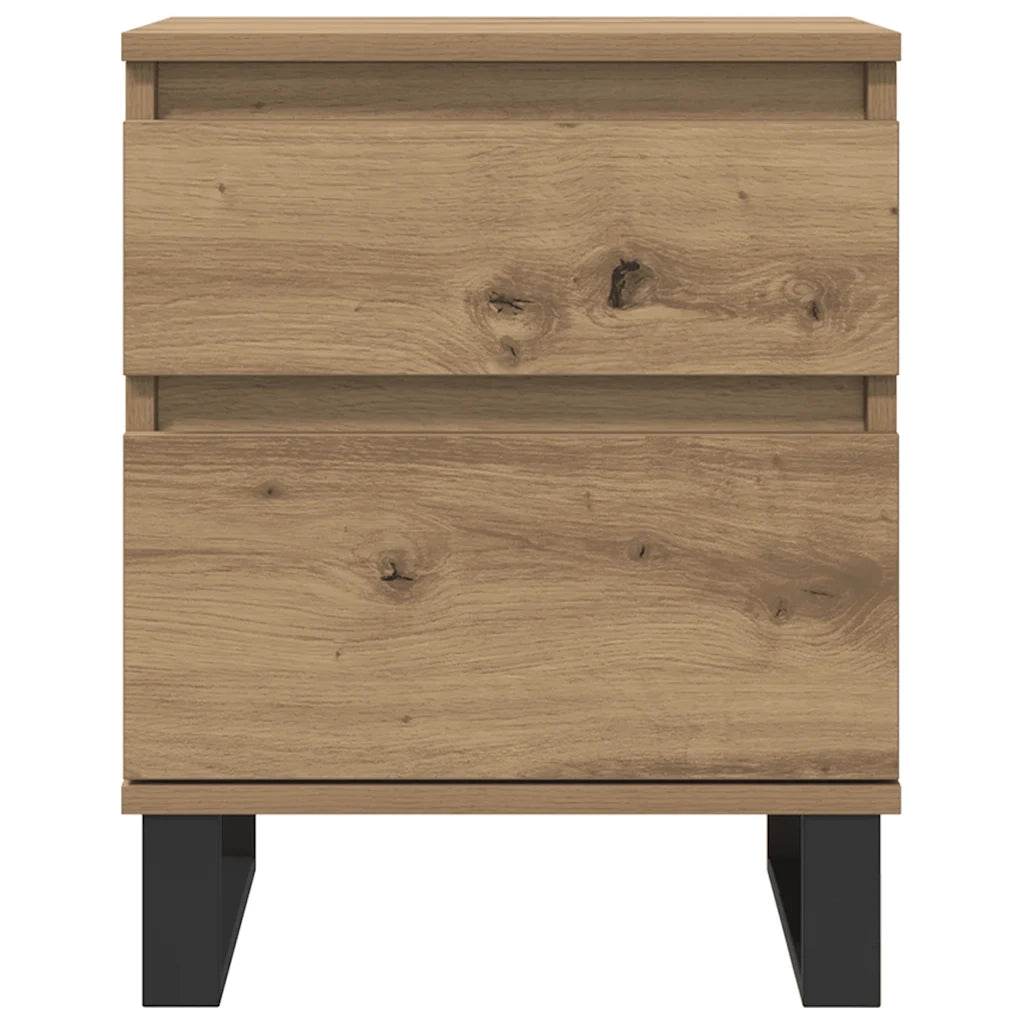 Comodini 2pz Rovere Artigianale 40x35x50 cm Legno Multistrato 857439