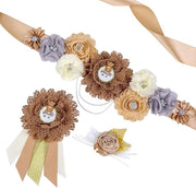 Accessori per la Maternità a Mano Fatta - Sash Riem con Badge Set per Fotografie - Ivoia / Cachi