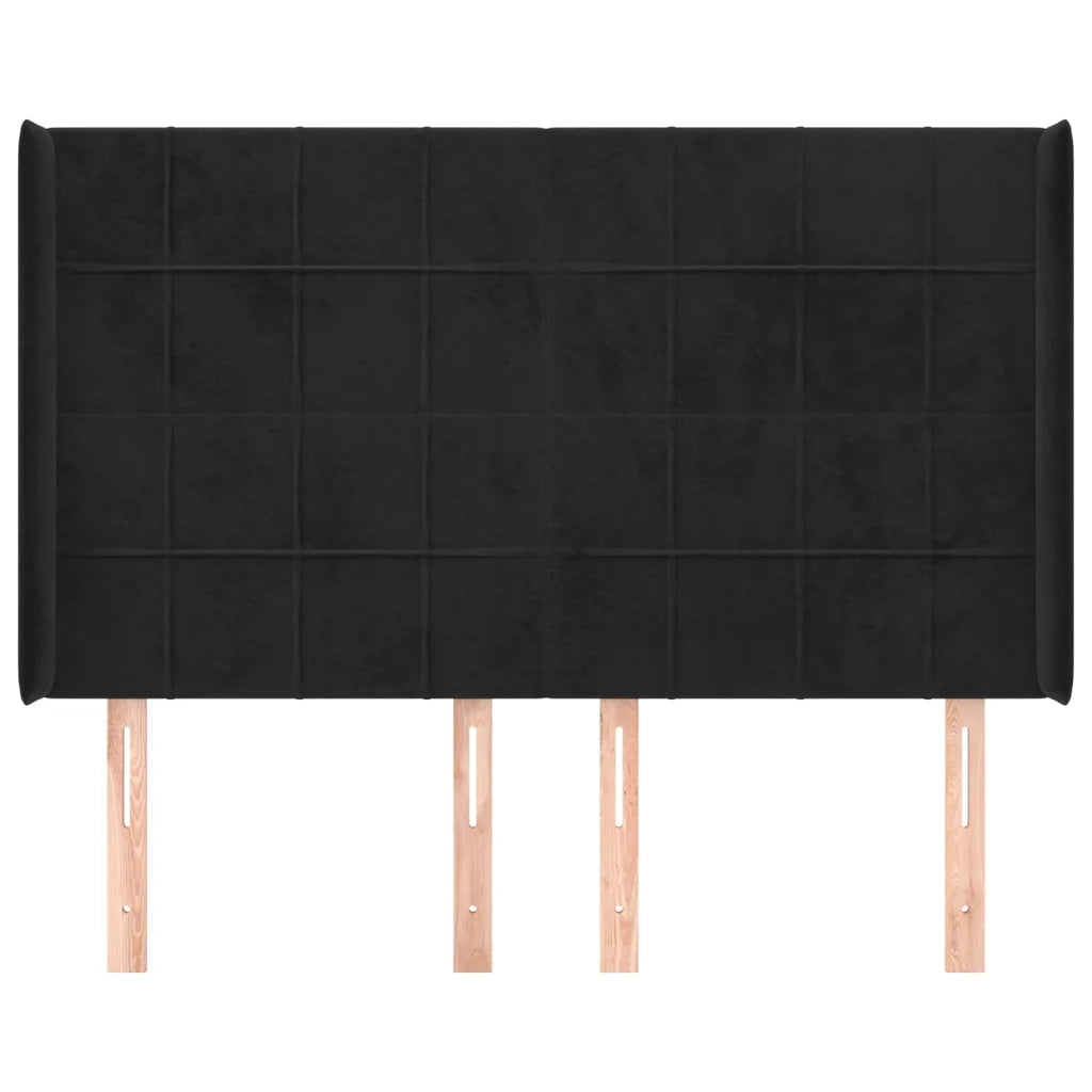 Testiera ad Orecchio Nera 147x16x118/128 cm in Velluto