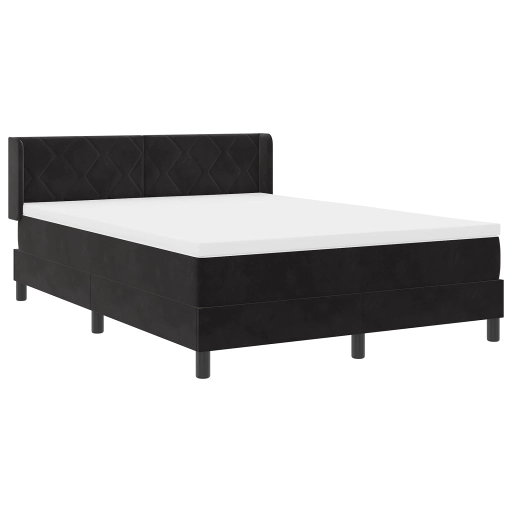 Letto A Molle con Materasso Nero 140x190 cm Velluto