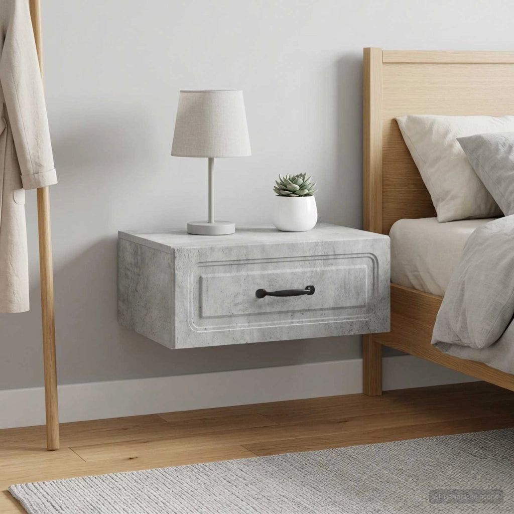 Mobiletto da notte a muro 2 pz Grigio Cemento 49 x 34,5 x 20 cm 899302