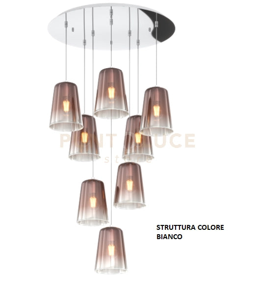 SOSPENSIONE BIANCO TONDA 8 LUCI RAME 1164BI-S8 T-RA