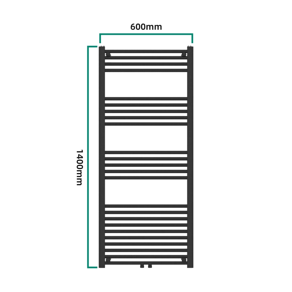 Radiatore scaldasalviette da bagno acciaio 140 x 60 cm nero 03_0010424