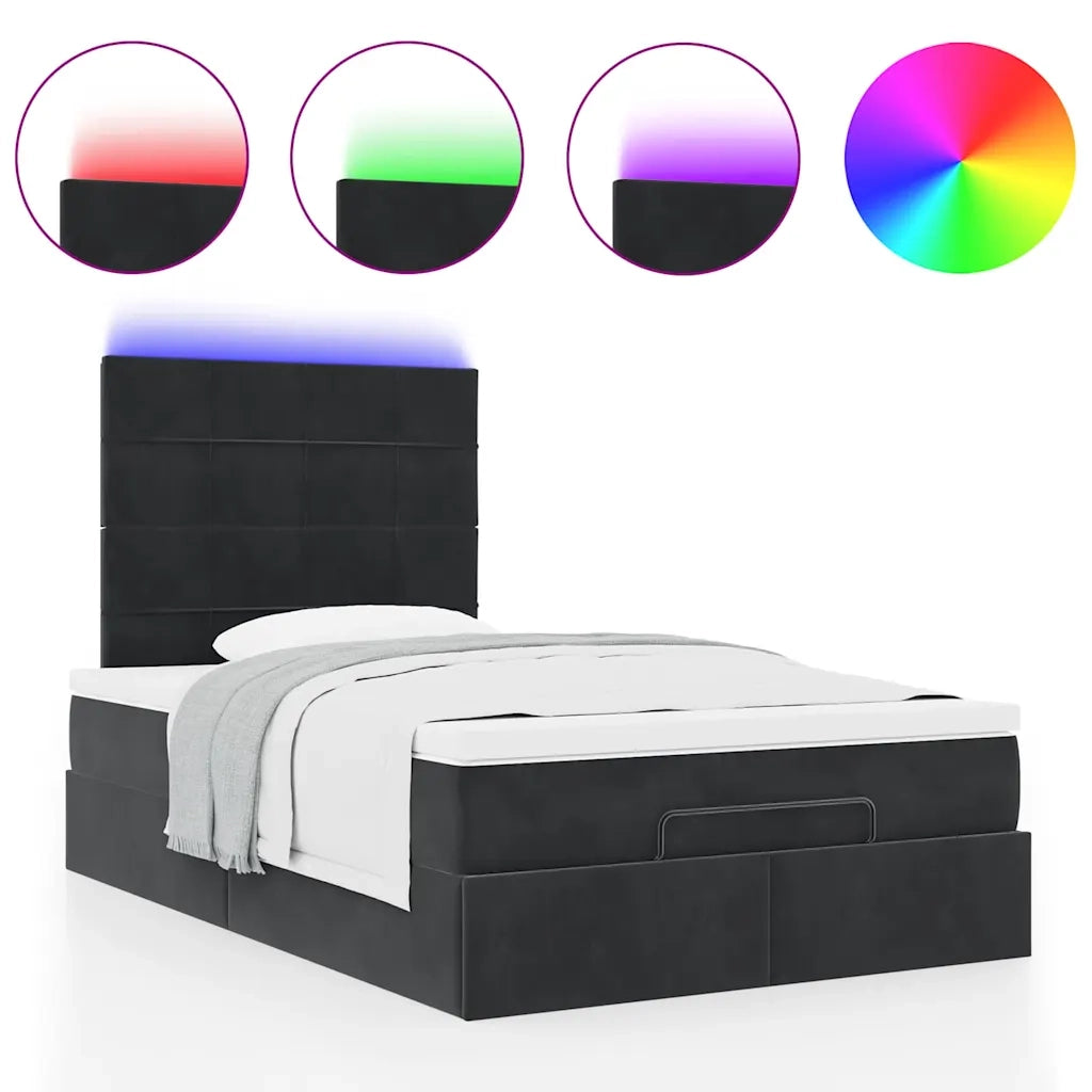 Struttura Letto Pouf con Materassi Nero 120x200 cm Velluto