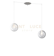 SOSPENSIONE CROMO 2 LUCI SPOSTABILE VETRI BIANCO FOG 1184CR-S2 S-BF