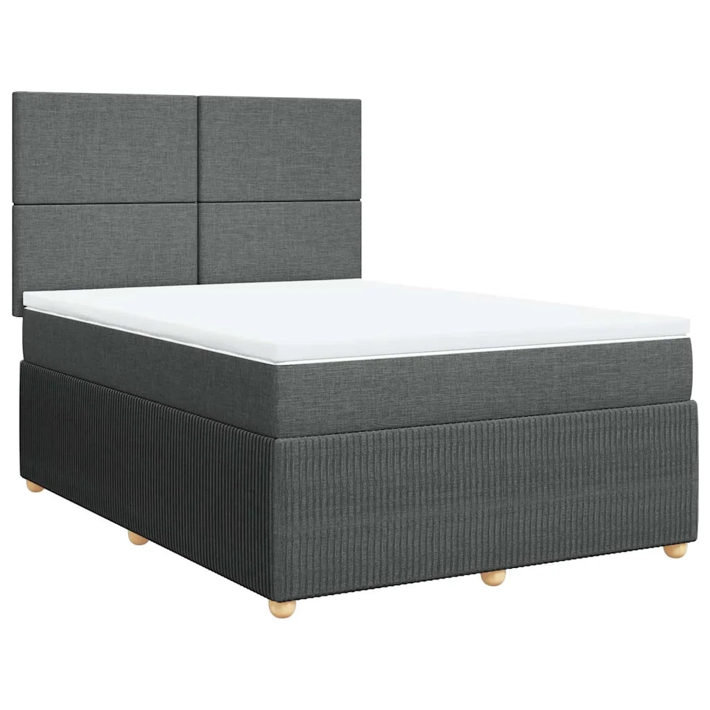 Giroletto a Molle con Materasso Grigio Scuro 140x190 cm Tessuto