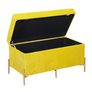 Panca Contenitore 78x40xh45 cm in Tessuto Velluto Giallo