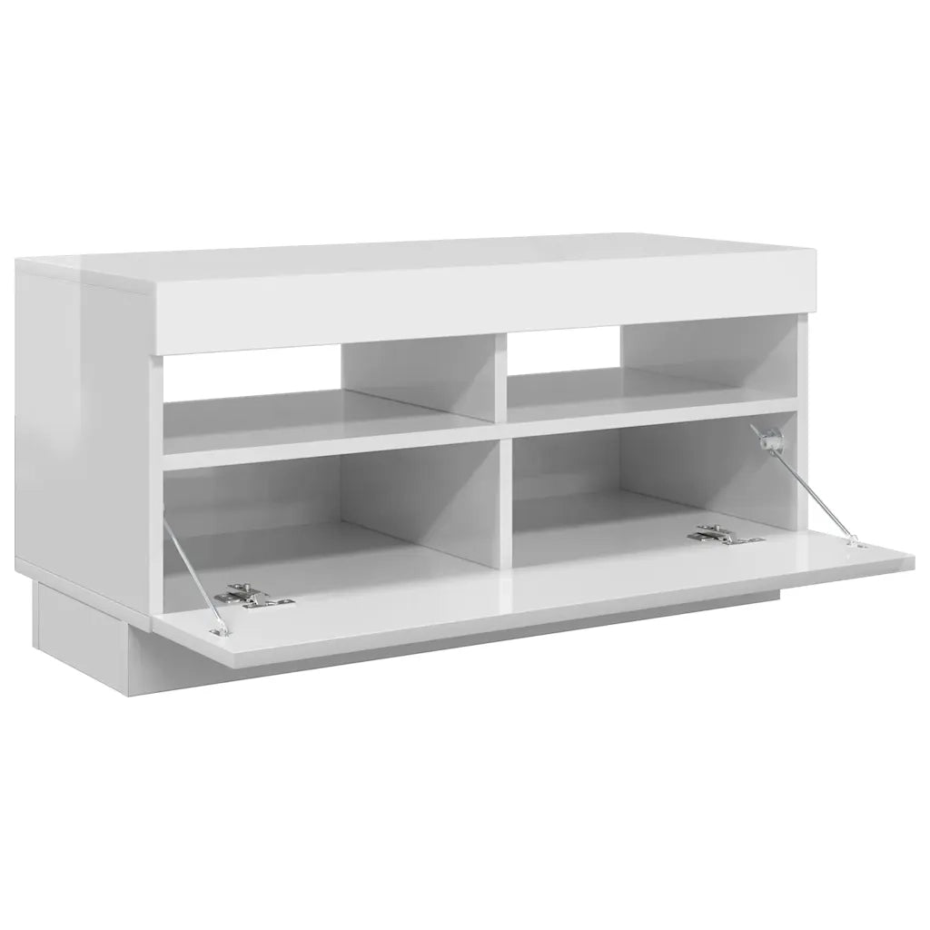 Mobile Porta TV con Luci LED Bianco Lucido 80x35x40 cm  cod mxl 13435